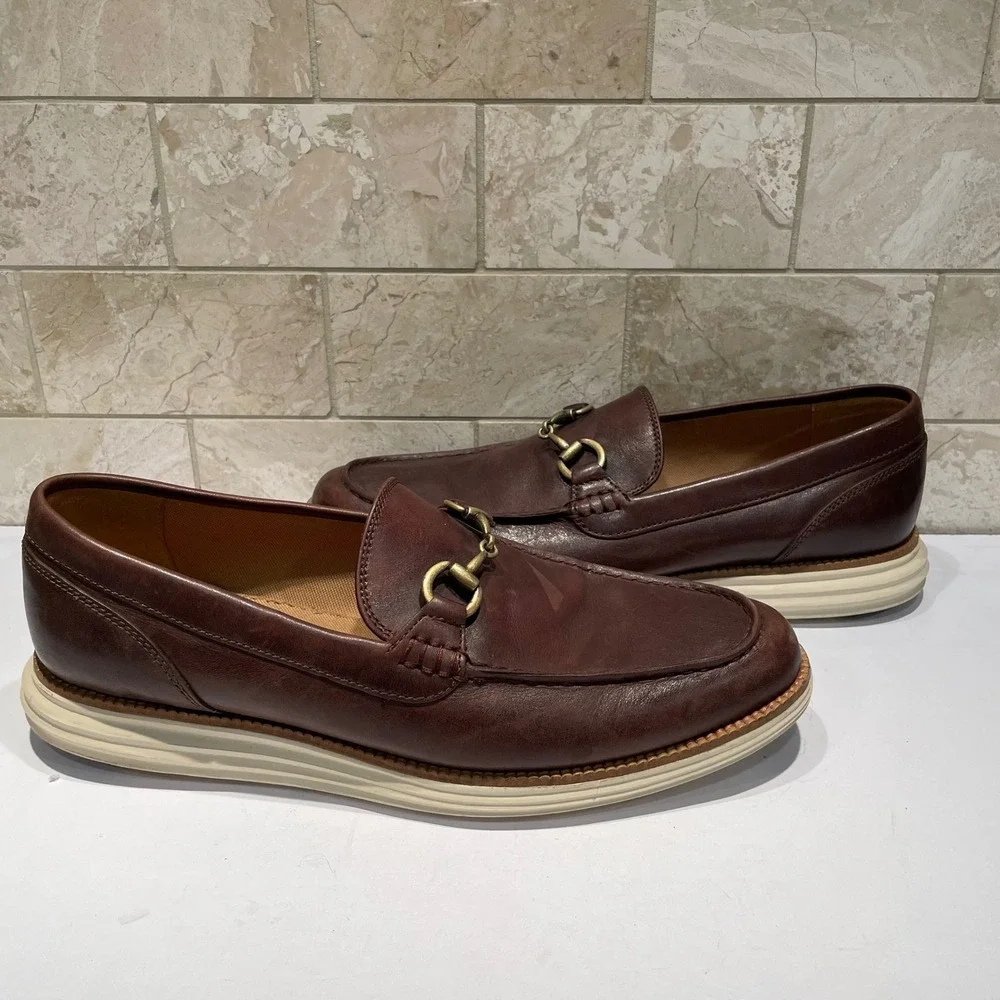Cole Haan Grand OS Mens Pinch Horse Bit Brown Leather Penny Loafer Shoes 10 M